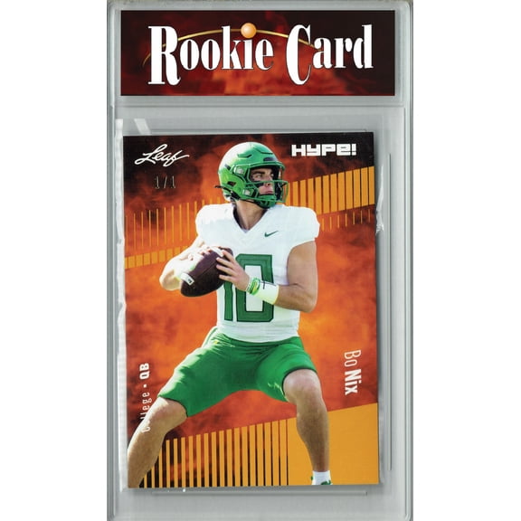 Bo Nix Rookie Card Denver Football Trading Card 2023 Leaf HYPE! #103 Gold Blank Back 1/1 Certified Mint+