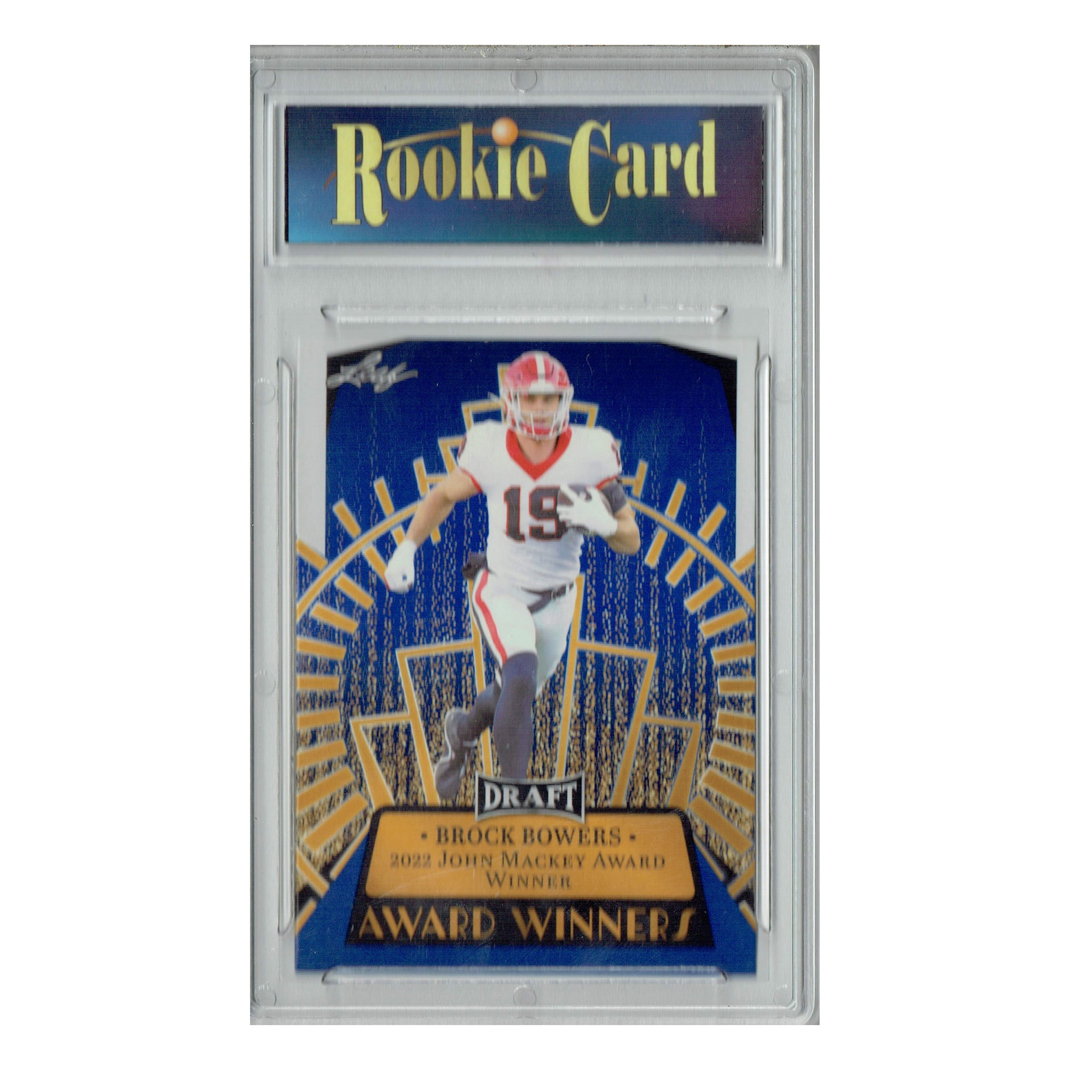 Certified Mint+ Brock Bowers 2023 Leaf Football #13 Blue SP Award Winners Rookie Card Las Vegas Raiders