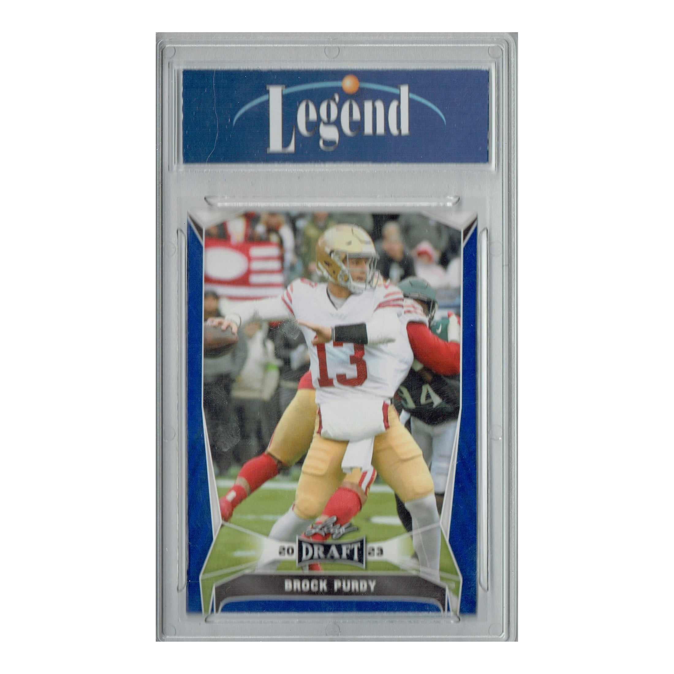 Certified Mint+ Brock Purdy 2023 Leaf Football #19 Blue Short Print 49ers Card