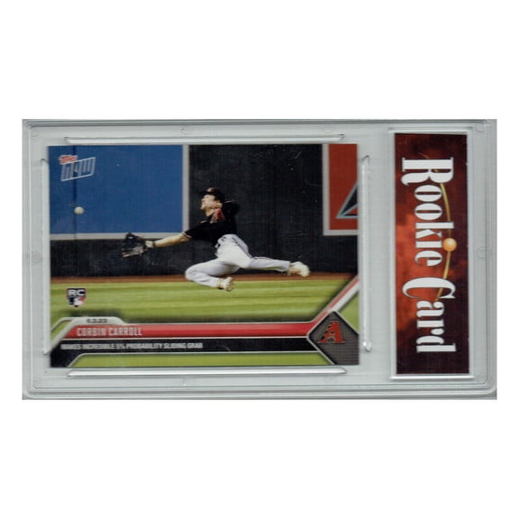 Certified Mint+ Corbin Carroll 2023 Topps Now #381 Incredible Sliding Grab Diamondbacks Rookie Card