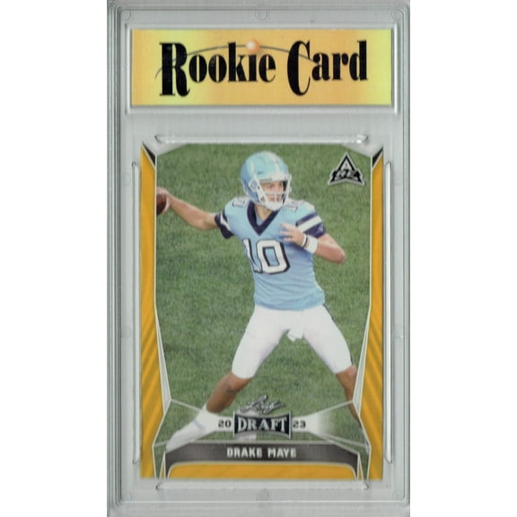 Certified Mint+ Drake Maye 2023 Leaf Football #34 Gold Short Print Rookie Card