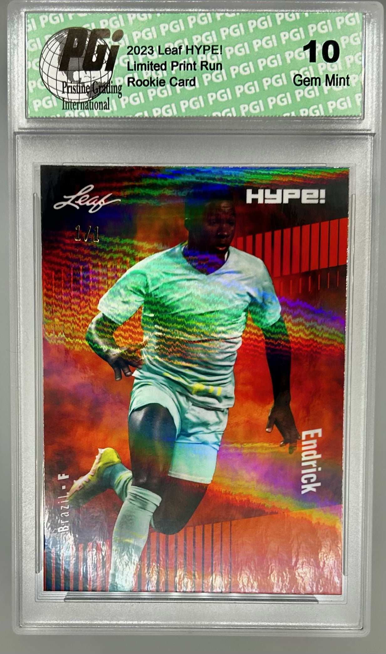 Certified Mint+ Endrick 2023 Leaf HYPE! #117 Purple Shimmer #1/1 Rookie ...