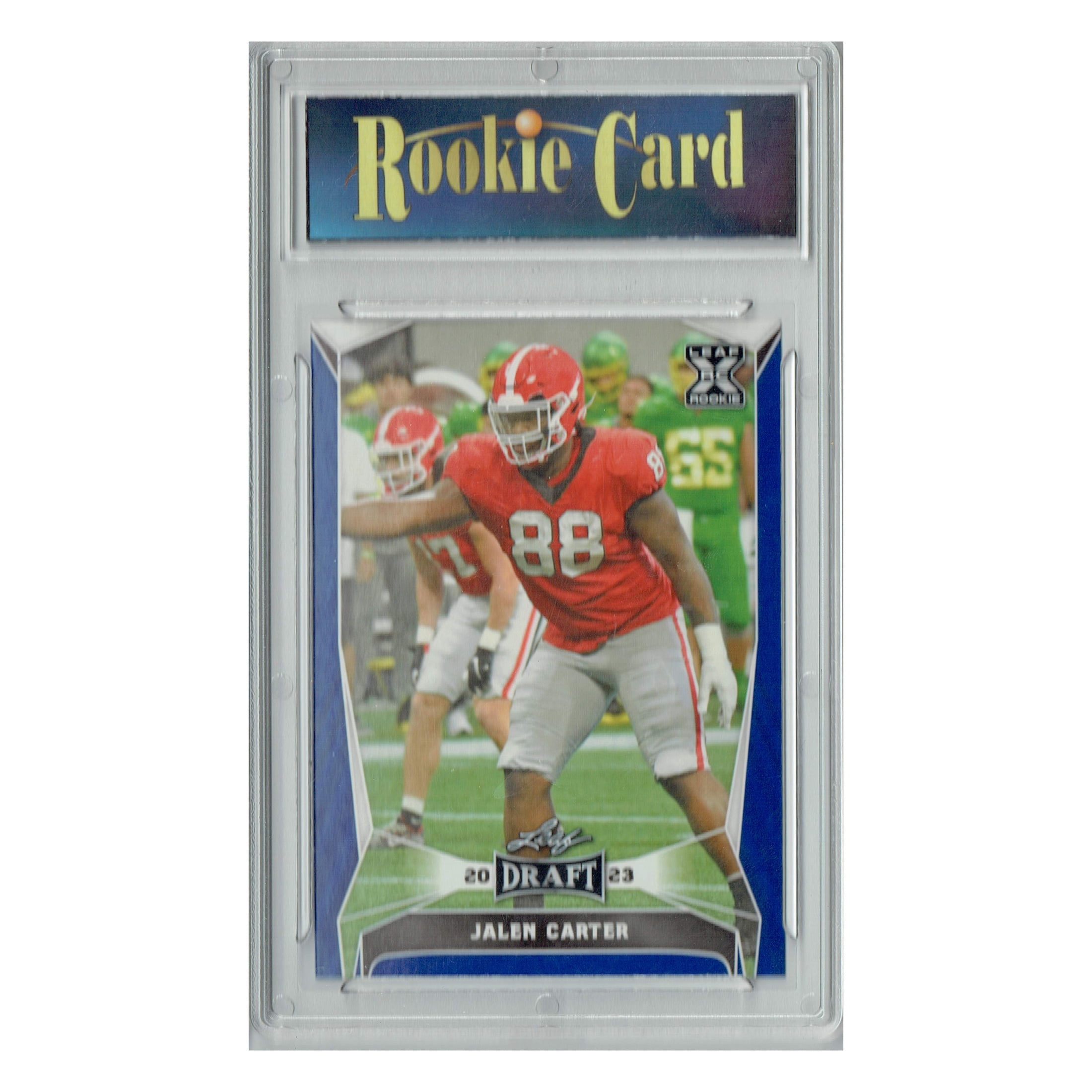 Certified Mint+ Jalen Carter 2023 Leaf Football #52 Blue SP Rookie Card