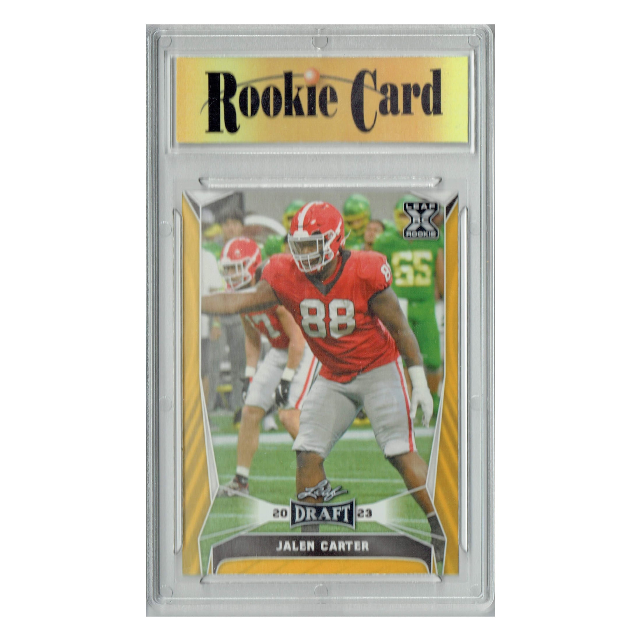 Certified Mint+ Jalen Carter 2023 Leaf Football #52 Gold SP Rookie Card
