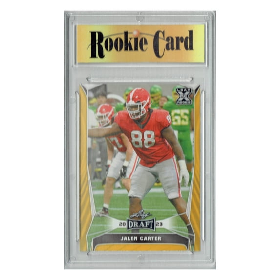 Certified Mint+ Jalen Carter 2023 Leaf Football #52 Gold SP Rookie Card