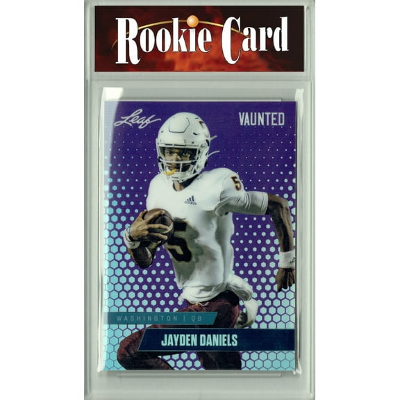 Jayden Daniels Rookie Card Washington Football Trading Card 2024 Leaf Vaunted Metal #VM-07 Purple 15 Made Certified Mint+