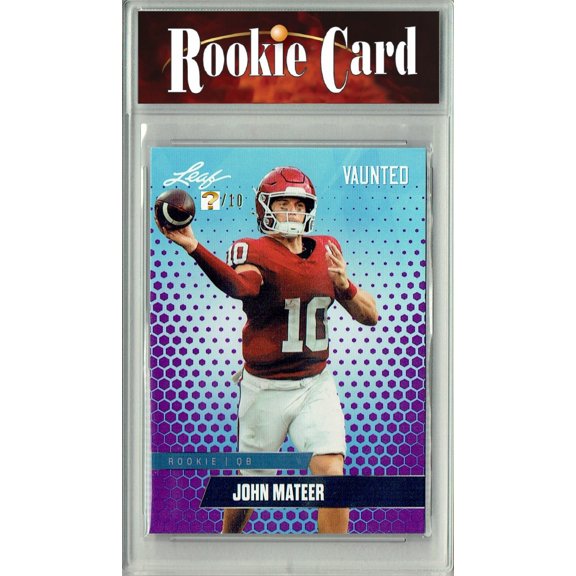 Certified Mint+ John Mateer 2025 Leaf Vaunted #V-10 Purple 10 Made Rookie Card Oklahoma Sooners