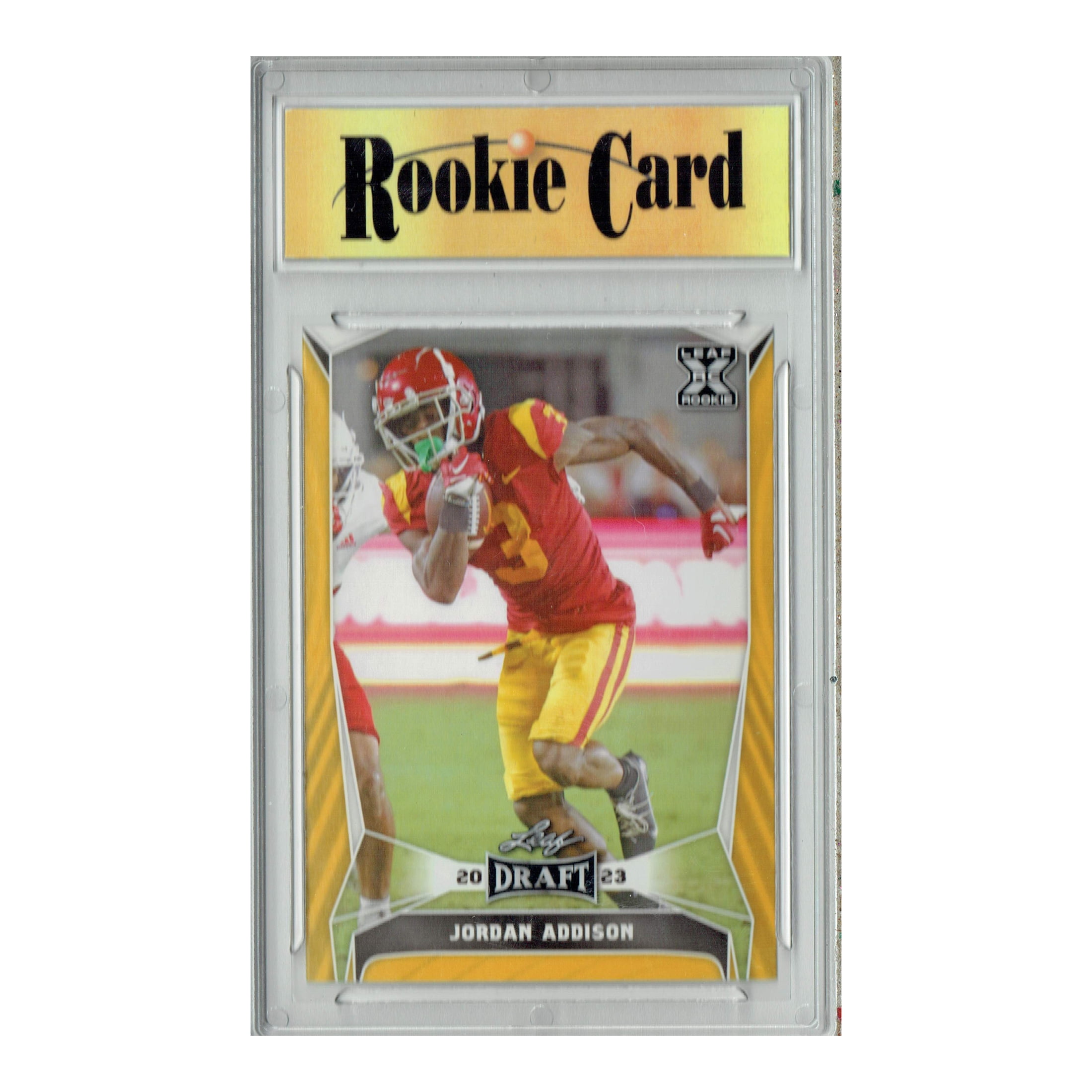 Certified Mint+ Jordan Addison 2023 Leaf Football #56 Gold SP Rookie Card