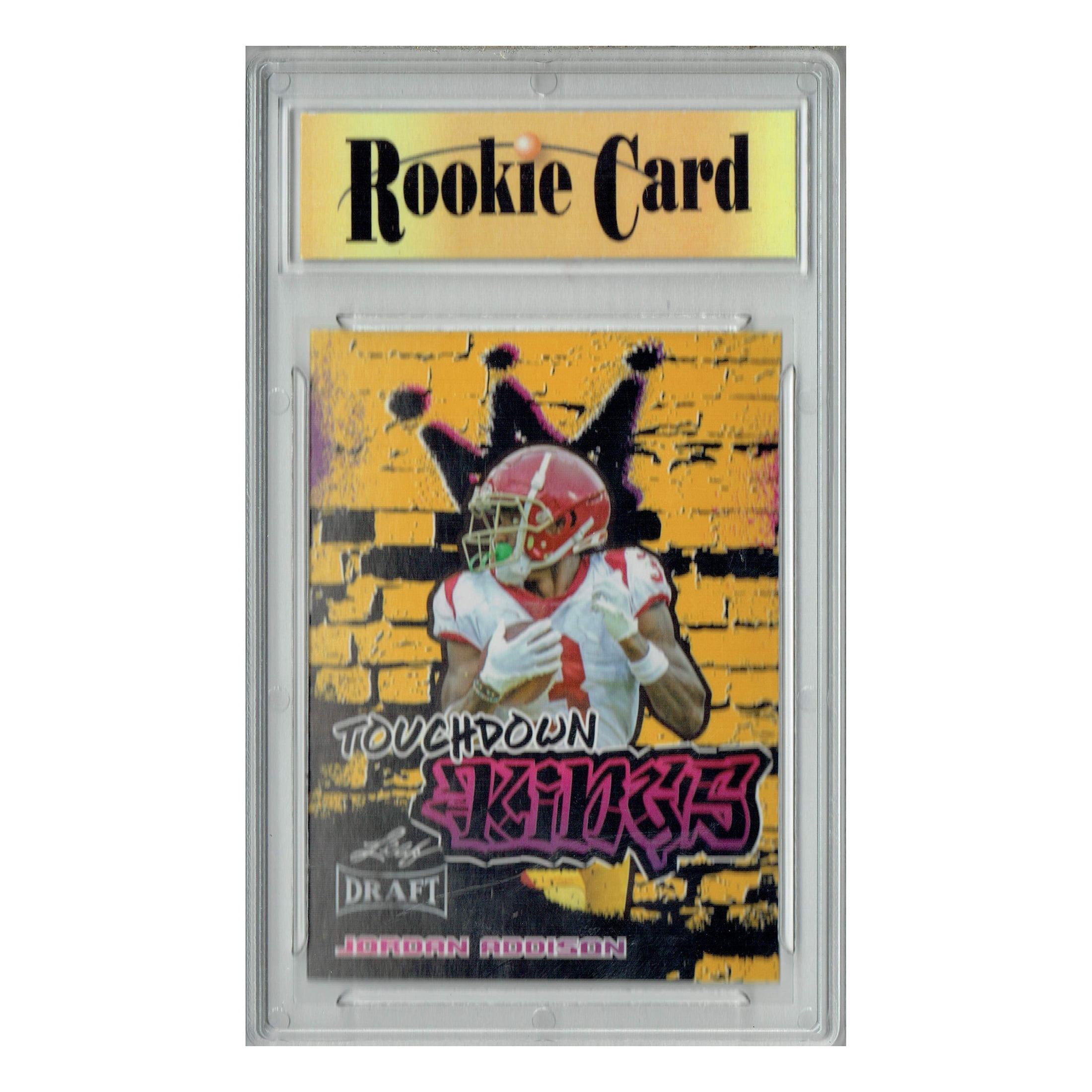 Certified Mint+ Jordan Addison 2023 Leaf Football #98 Gold SP Touchdown Kings Rookie Card