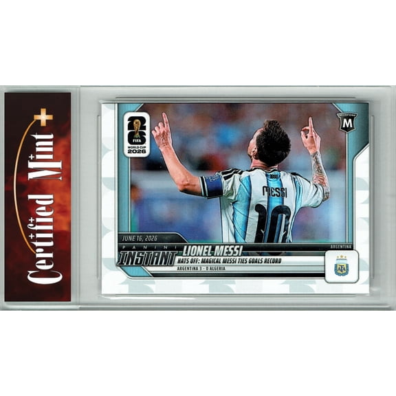 Certified Mint+ Lionel Messi 2026 Panini Instant #46 Magical Messi Ties Goals Record Rare Trading Card Argentina