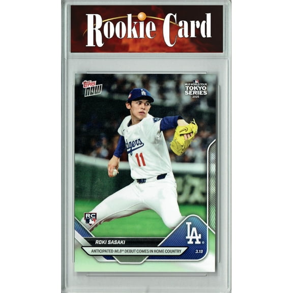 Certified Mint+ Roki Sasaki 2025 Topps Now #3 MLB Debut Rookie Card Los Angeles Dodgers