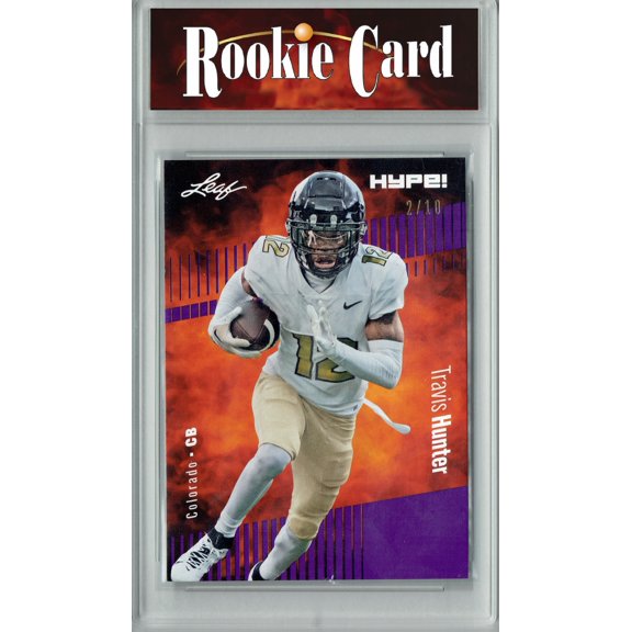 Travis Hunter Rookie Card Colorado Football Trading Card 2024 Leaf HYPE! #157 Purple SP 10 Made Certified Mint+