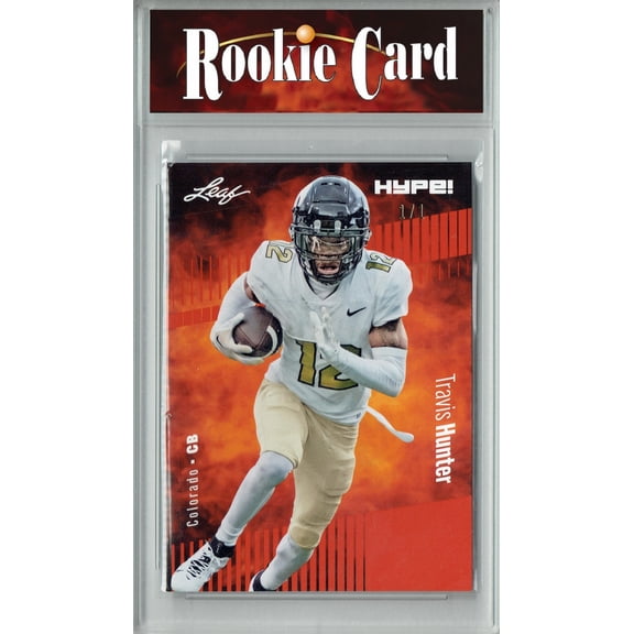 Travis Hunter Rookie Card Colorado Football Trading Card 2024 Leaf HYPE! #157 Red Blank Back 1 of 1 Certified Mint+