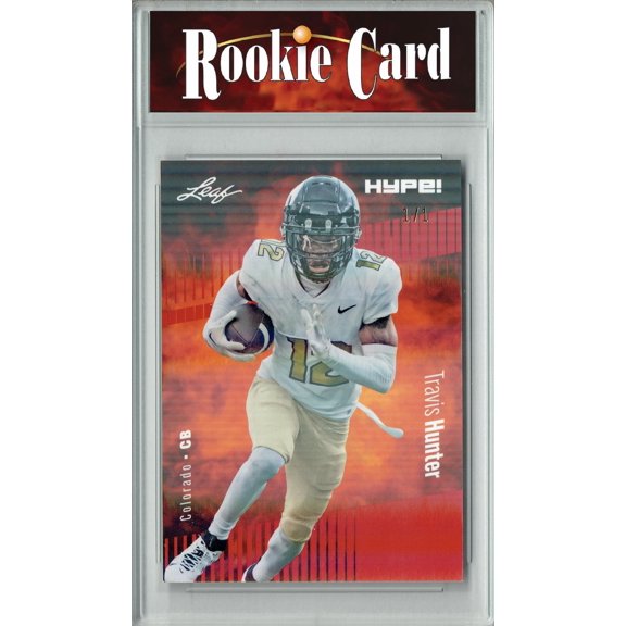Travis Hunter Rookie Card Colorado Football Trading Card 2024 Leaf HYPE! #157 Red Shimmer 1/1 Certified Mint+
