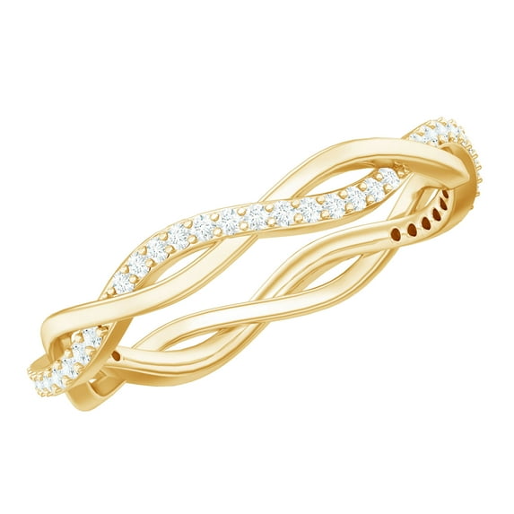 Rosec Jewels Certified Moissanite Eternity Ring for Women - Moissanite Braided Ring - D-Vs1 Quality, 10K Yellow Gold, US 9.00