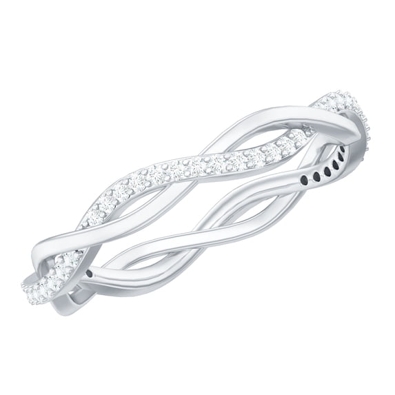 Rosec Jewels Certified Moissanite Eternity Ring for Women - Moissanite Braided Ring - D-Vs1 Quality, 18K White Gold, US 11.50