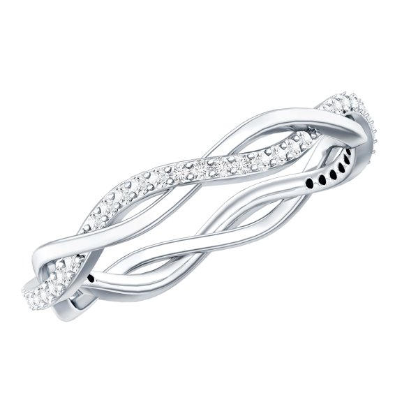 Rosec Jewels Certified Moissanite Eternity Ring for Women - Moissanite Braided Ring - D-Vs1 Quality, 925 Sterling Silver, US 4.00