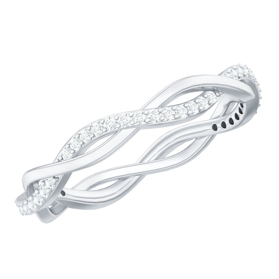 Rosec Jewels Certified Moissanite Eternity Ring for Women - Moissanite Braided Ring - D-Vs1 Quality, 925 Sterling Silver, US 4.00