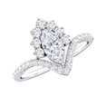 thumbnail image 1 of Rosec Jewels Certified Moissanite Marquise Engagement Ring - Designer Curved Engagement Ring - 4X8 mm - D-VS1 Quality, 14K White Gold, US 10.00, 1 of 8