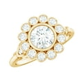 thumbnail image 1 of Certified Moissanite Engagement Ring for Women with Halo (D-VS1 Quality), 14K Yellow Gold, US 3.75, 1 of 9