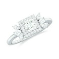 thumbnail image 1 of Rosec Jewels Moissanite Princess Cut Engagement Ring for Women - Designer Halo Ring - D-VS1 Quality, 18K White Gold, US 10.50, 1 of 8