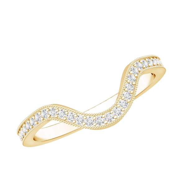 Rosec Jewels Certified Moissanite Engagement Ring Enhancer - Curved Stackable Ring for Women - D-VS1 Quality, 10K Yellow Gold, US 8.00