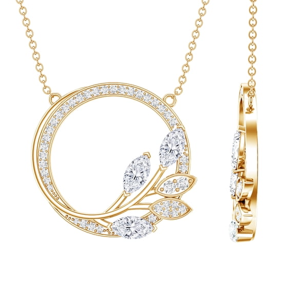 Rosec Jewels Certified Moissanite Eternity Necklace for Women - Nature Inspired Necklace (D-VS1 Quality) - Jewelry Box Included, 14K Yellow Gold