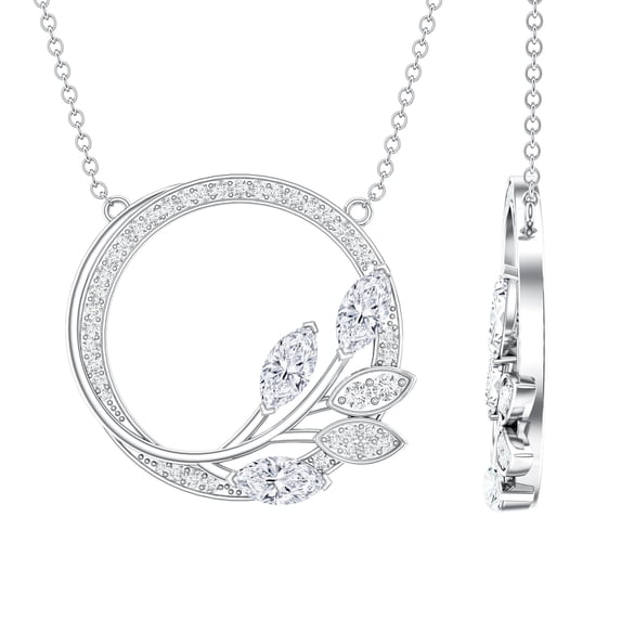 Rosec Jewels Certified Moissanite Eternity Necklace for Women - Nature Inspired Necklace (D-VS1 Quality) - Jewelry Box Included, 18K White Gold