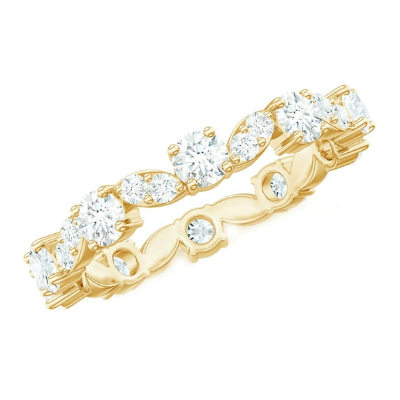 Certified Moissanite Eternity Ring for Women (1.75 CT, D-VS1 Quality), 18K Yellow Gold, US 8.75