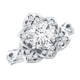 thumbnail image 1 of Rosec Jewels Certified Moissanite Floral Engagement Ring for Women ( D-VS1 Quality), 925 Sterling Silver, US 3.00, 1 of 8