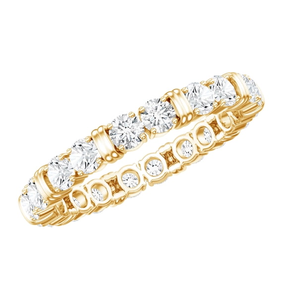 Rosec Jewels Certified Moissanite Full Eternity Ring for Women (D-VS1 Quality), 10K Yellow Gold, US 7.00