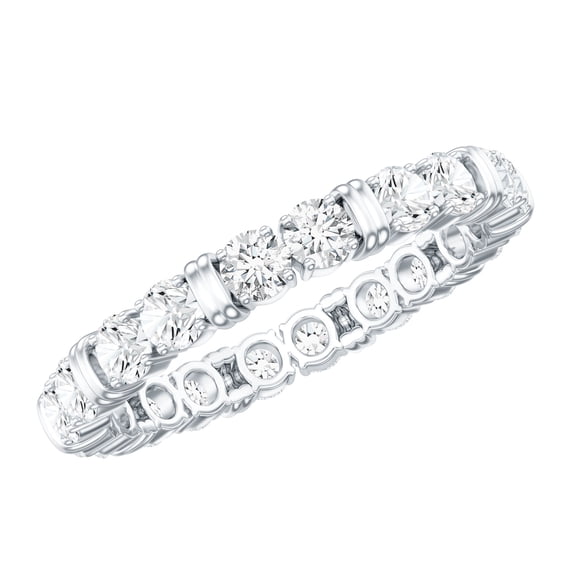 Rosec Jewels Certified Moissanite Full Eternity Ring for Women (D-VS1 Quality), 14K White Gold, US 6.00