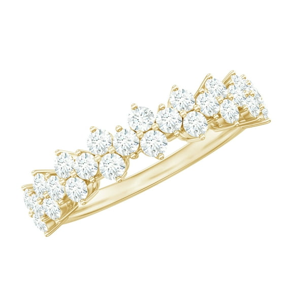 Rosec Jewels Certified Moissanite Half Eternity Band for Women - Moissanite Anniversary Ring - D-VS1 Quality - Ready to Gift, 10K Yellow Gold, US 7.50