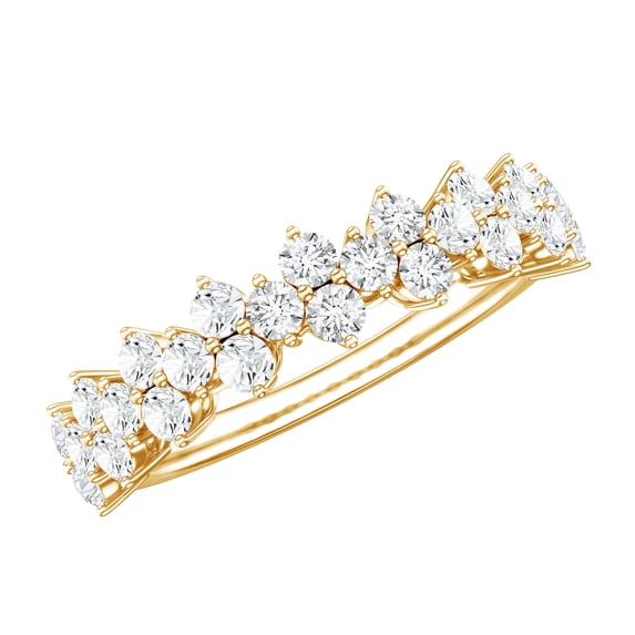 Rosec Jewels Certified Moissanite Half Eternity Band for Women - Moissanite Anniversary Ring - D-VS1 Quality - Ready to Gift, 10K Yellow Gold, US 7.50