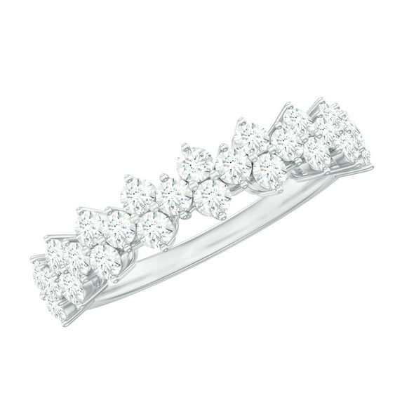 Rosec Jewels Certified Moissanite Half Eternity Band for Women - Moissanite Anniversary Ring - D-VS1 Quality - Ready to Gift, 18K White Gold, US 4.50