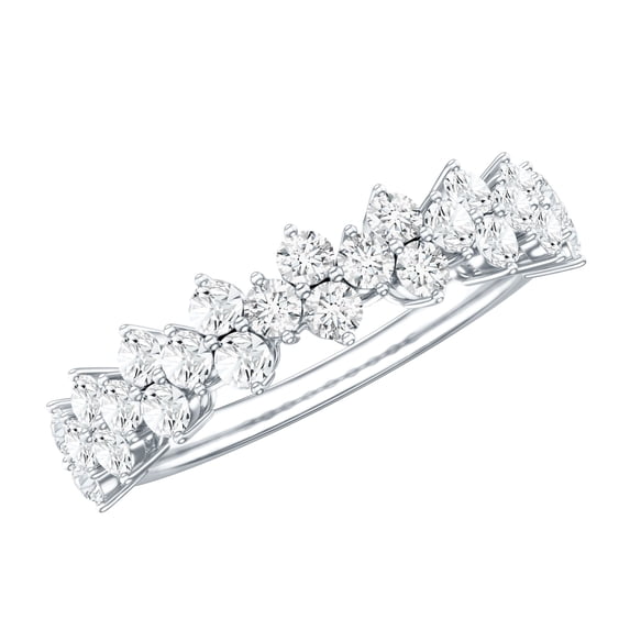 Rosec Jewels Certified Moissanite Half Eternity Band for Women - Moissanite Anniversary Ring - D-VS1 Quality - Ready to Gift, 18K White Gold, US 4.50