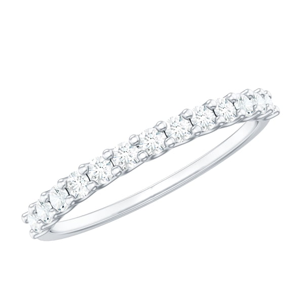 Rosec Jewels Certified Moissanite Half Eternity Ring for Women - D-VS1 Grade, 14K White Gold, US 8.50
