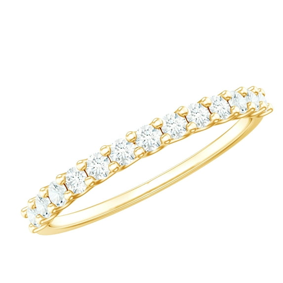 Rosec Jewels Certified Moissanite Half Eternity Ring for Women - D-VS1 Grade, 14K Yellow Gold, US 8.50