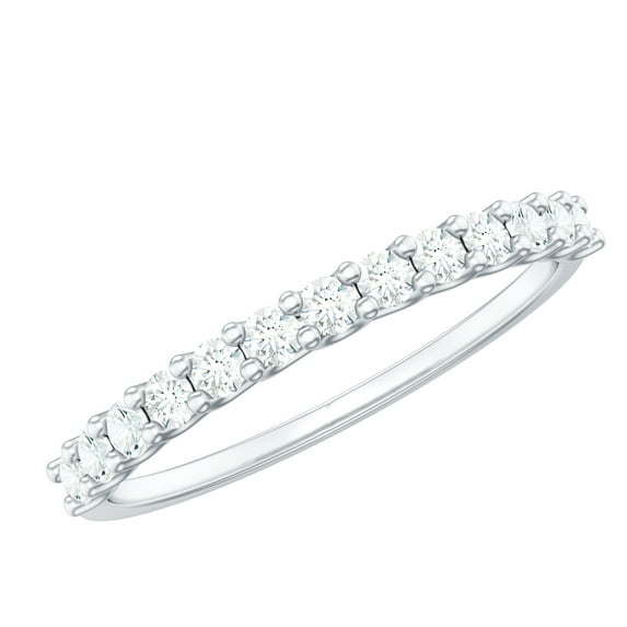 Rosec Jewels Certified Moissanite Half Eternity Ring for Women - D-VS1 Grade, 18K White Gold, US 5.50