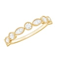 thumbnail image 1 of Rosec Jewels Certified Moissanite Half Eternity Ring with Beaded Details (D Color VS1 Clarity), 14K Yellow Gold, US 7.50, 1 of 7