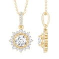 thumbnail image 1 of Rosec Jewels Certified Moissanite Halo Pendant for Women - D-VS1 Quality - with Chain - Ready to Gift with Jewelry Box, 18K Yellow Gold, 1 of 8