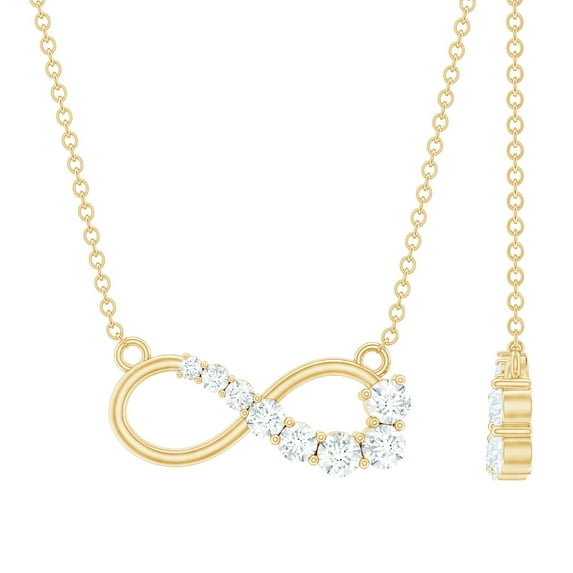 Rosec Jewels Certified Moissanite Infinity Necklace for Women (D Color VS1 Clarity), 10K Yellow Gold