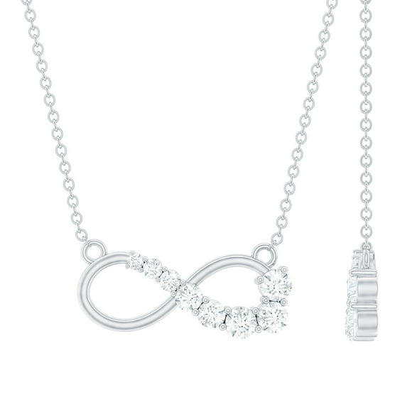 Rosec Jewels Certified Moissanite Infinity Necklace for Women (D Color VS1 Clarity), 925 Sterling Silver