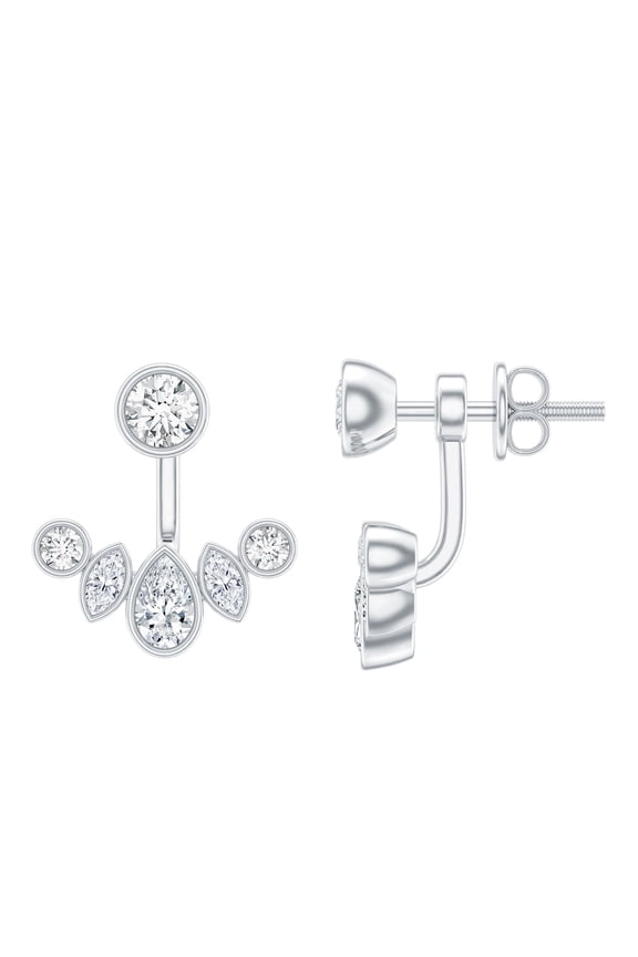 Certified Moissanite Jacket Earrings - D-VS1 Quality - Moissanite Earrings for Women - with Jewelry Box, 925 Sterling Silver