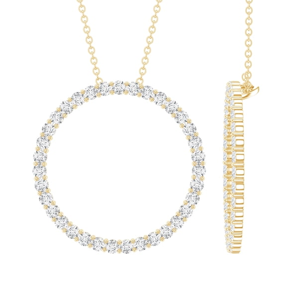 Rosec Jewels Certified Moissanite Eternity Circle Necklace for Women (D-VS1 Quality) - Ready to Gift Karma Necklace with Jewelry Box, 18K Yellow Gold