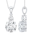 thumbnail image 1 of Rosec Jewels Certified Moissanite Pendant Necklace for Women - D-VS1 Quality - 2 Stone Necklace - Ready to Gift with Jewelry Box, 925 Sterling Silver, 1 of 7