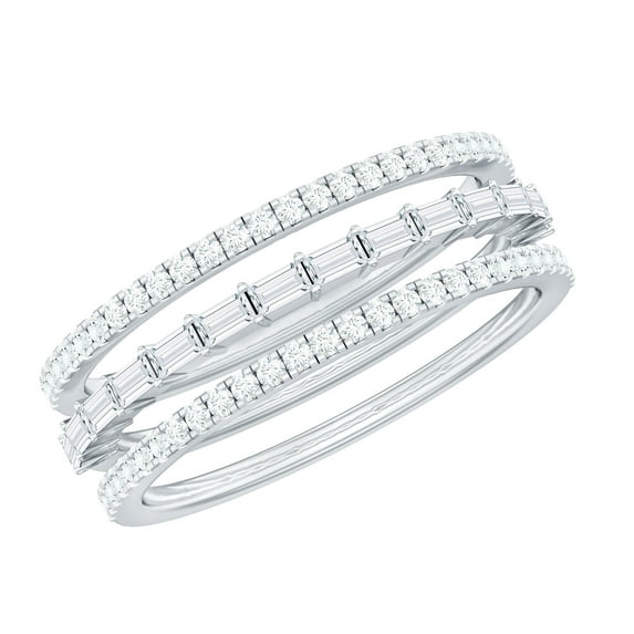 Rosec Jewels Certified Moissanite Stackable Ring Set of 3 - D-VS1 Quality Certified Moissanite Ring for Women - Ready to Gift, 925 Sterling Silver, US 4.00