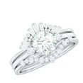 thumbnail image 1 of Rosec Jewels Moissanite Wedding Ring Set of 3 - Vintage Inspired Engagement Ring with Enhancer - D-VS1 Grade, 10K White Gold, US 4.00, 1 of 8