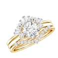 thumbnail image 1 of Rosec Jewels Moissanite Wedding Ring Set of 3 - Vintage Inspired Engagement Ring with Enhancer - D-VS1 Grade, 14K Yellow Gold, US 10.00, 1 of 8