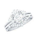 thumbnail image 1 of Rosec Jewels Moissanite Wedding Ring Set of 3 - Vintage Inspired Engagement Ring with Enhancer - D-VS1 Grade, 925 Sterling Silver, US 4.00, 1 of 8